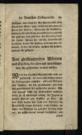 Von gleichlautenden Wörtern und Sylben, die aber auf unterschiedene Art geschrieben werden müssen