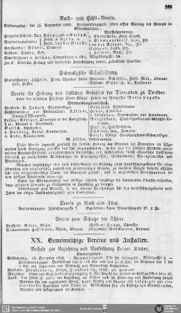 XX. Gemeinnützige Vereine und Anstalten