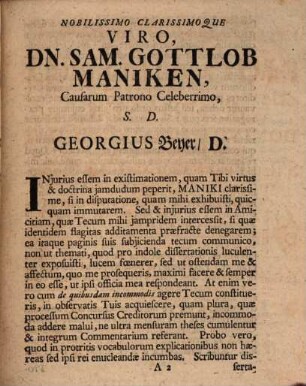 Disputationem Inauguralem, De incommodis quibusdam concursus creditorum in foro Saxonico