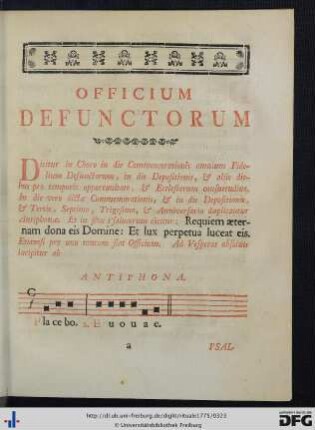 Officium Defunctorum.