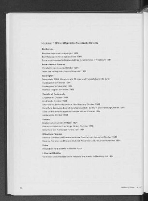 Im Januar 1985 veröffentlichte Statistische Berichte
