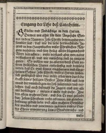 Eingang der Lehr deß Catechismi