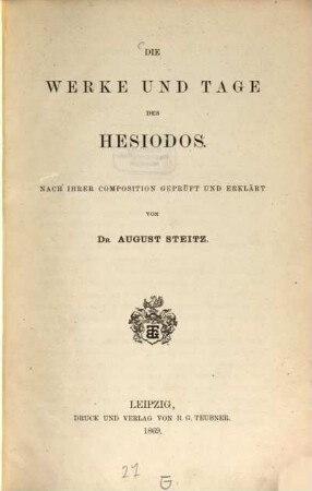 Die Werke und Tage des Hesiodos