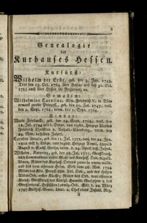 Genealogie des Kurhauses Hessen