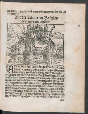 Wie der Tämerlin Babylon gewann/ unnd zerstöret.