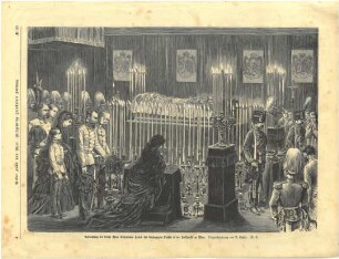 Grafik "Aufbahrung der Leiche Ihrer Kaiserlichen Hoheit der Erzherzogin Sophie in der Hofkapelle zu Wien"
