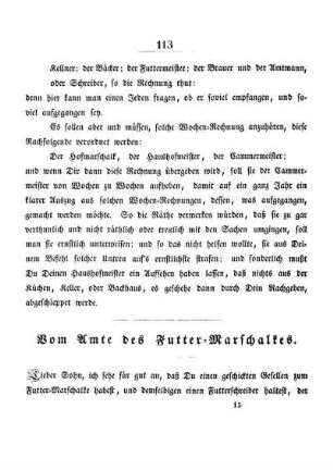 Vom Amte des Futter-Marschalkes.