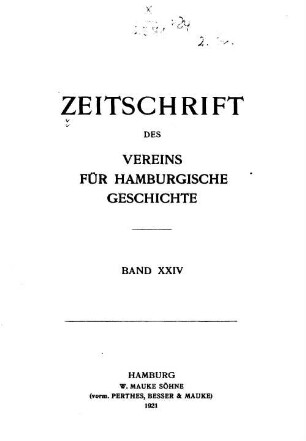 24.1921: Zeitschrift des Vereins für Hamburgische Geschichte