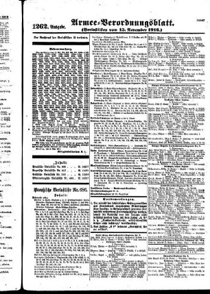 1262. Ausgabe. Mittwoch, 15. November 1916