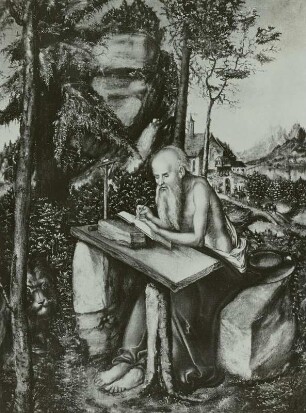 Der heilige Hieronymus in felsiger Landschaft
