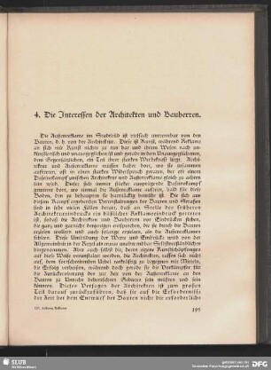 4. Die Interessen der Architekten und Bauherren