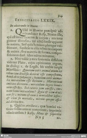 Exercitatio LXXIX. De admirandis in Homine