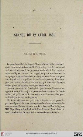 Séance du 12 avril 1861