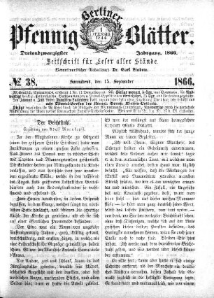 No. 38, Sonnabend, den 15. September