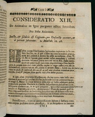 333-341, CONSIDERATIO XLII. De Animabus in Igne purgante adhuc luentibus.