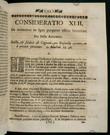 333-341, CONSIDERATIO XLII. De Animabus in Igne purgante adhuc luentibus.