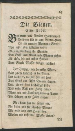 Die Bienen. Eine Fabel
