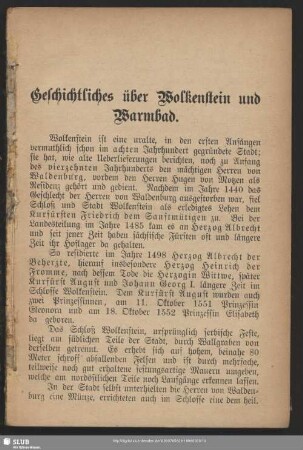 Geschichtliches über Wolkenstein und Warmbad