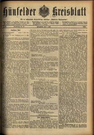 Ausgabe vom Samstag, den 01. Juli 1916.