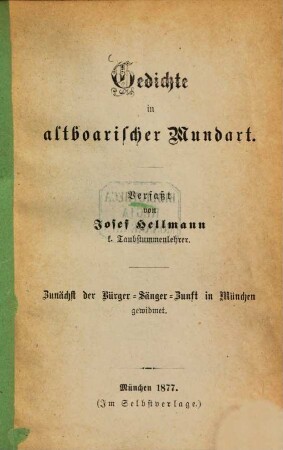 Gedichte in altboarischer Mundart, 1