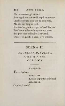Scena II. Amarilli, Mirtillo, Coro di Ninfe, Corisca