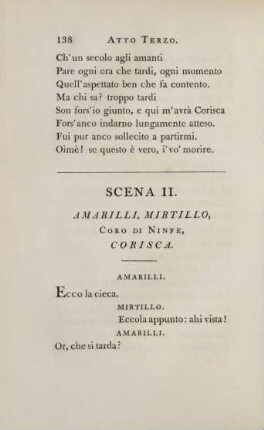 Scena II. Amarilli, Mirtillo, Coro di Ninfe, Corisca