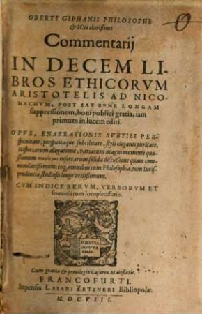 Commentarii in Ethica Aristotelis