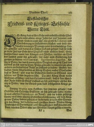 Lielfändischer Friedens- und Krieges-Geschichte Vierter Theil