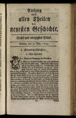 Sechs und vierzigstes Stück. Coburg, den 12. Nov. 1749.