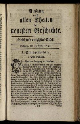 Sechs und vierzigstes Stück. Coburg, den 12. Nov. 1749.