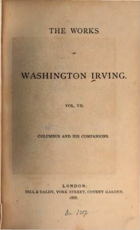 The works of Washington Irving, 7.. Life and voyages of Columbus ; 2