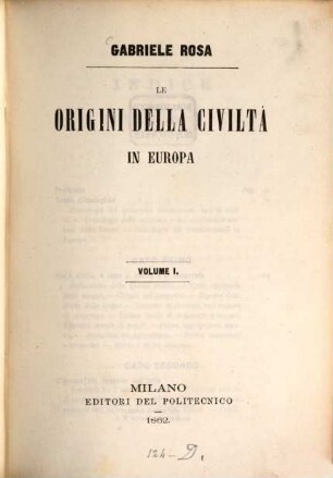Le origini della civiltà in Europa, 1