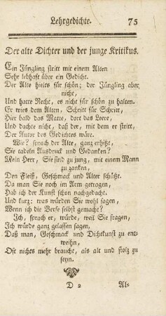 Der alte Dichter und der junge Kritikus