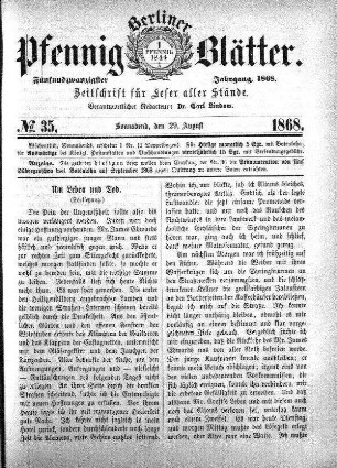 No. 35, Sonnabend, den 29. August