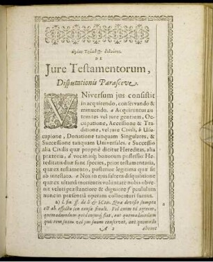 Jure Testamentorum Disputationis Parasceve