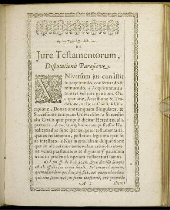 Jure Testamentorum Disputationis Parasceve