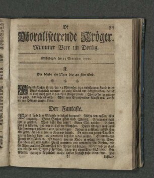 Nummer Veer un Dörtig. Mahndags den 23. November 1750