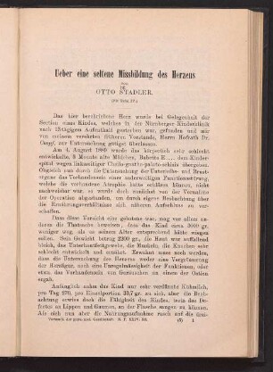 Ueber eine seltene Missbildung des Herzens