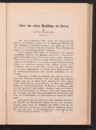 Ueber eine seltene Missbildung des Herzens