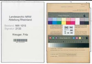 Entnazifizierung Fritz Kreuger , geb. 30.01.1890 (Schauspieler)