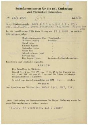 Ettlinger, Karl, Dr.