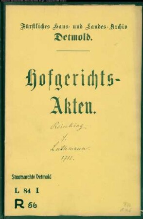 Reinking, Camerarius Konrads Kinder gegen Luthmann in Hörstmar - Schuldforderung