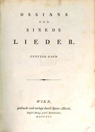 Ossians Und Sineds Lieder, 2