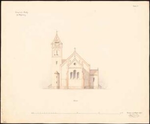Evangelische Kirche, Schömberg: Aufriss Ostseite, Maßstabsleiste