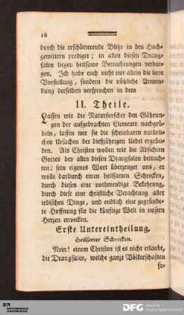 Erste Untereintheilung. Heilsamer Schrecken.