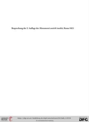 Besprechung der 2. Auflage der Monumenti antichi inediti, Roma 1821