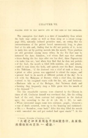 Chapter VII. Placing food in the mouth and by the side of the deceased