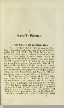 I. Chemische Präparate