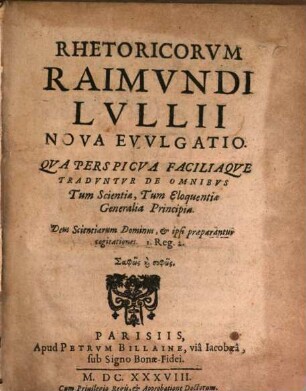 Rhetoricorum nova evulgatio