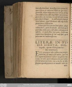 Literae In Syria Scriptae, Hierapoli, quam Halepum hodie nominant.